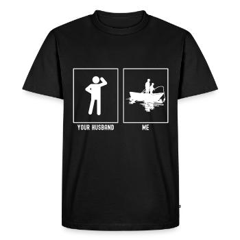 Your husband - me - fishing Father and son - Men's Premium Organic T-Shirt - black - Front - Nico (187cm)