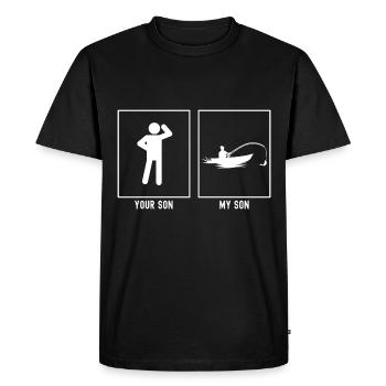Votre fils - Mon fils - Bateau de pêche - T-shirt Premium bio Homme - noir - Devant - Nico (187cm)