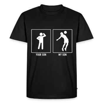 Ton fils - Mon fils - Lancer de coffre de football - T-shirt Premium bio Homme - noir - Devant - Nico (187cm)
