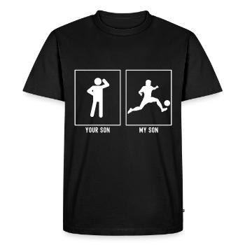 Ton fils - Mon fils - Football amusant - T-shirt Premium bio Homme - noir - Devant - Nico (187cm)