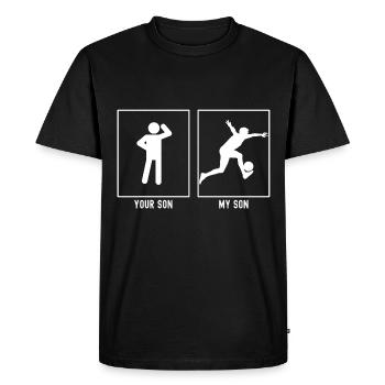 Ton fils - Mon fils - Football Fun - T-shirt Premium bio Homme - noir - Devant - Nico (187cm)
