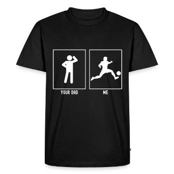 Your father - me - kicking football - Men's Premium Organic T-Shirt - black - Front - Nico (187cm)