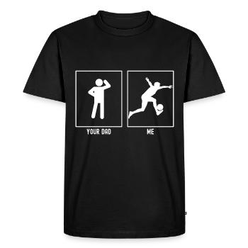Ton papa - Moi - Joueur de football cool - T-shirt Premium bio Homme - noir - Devant - Nico (187cm)