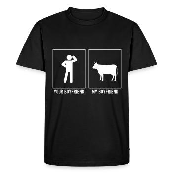 Votre ami - Mon ami - Vache à la ferme - T-shirt Premium bio Homme - noir - Devant - Nico (187cm)