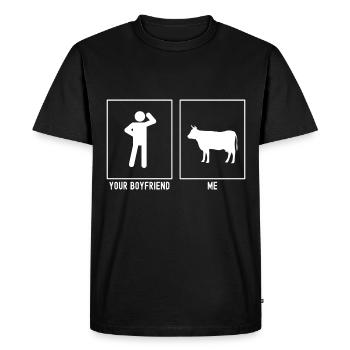 Votre ami - moi - Vache agricole - T-shirt Premium bio Homme - noir - Devant - Nico (187cm)