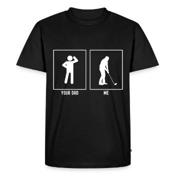 Ton père - Moi - Frapper une balle de golf - T-shirt Premium bio Homme - noir - Devant - Nico (187cm)