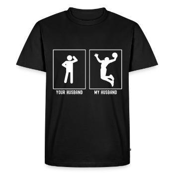Her Husband - My Husband - Basketball Dunking Pl - Men's Premium Organic T-Shirt - black - Front - Nico (187cm)