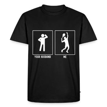 Son mari - Moi - Tennis Serve - T-shirt Premium bio Homme - noir - Devant - Nico (187cm)