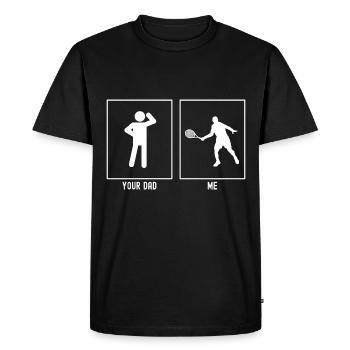 Ton père - Moi - Joueur de tennis - T-shirt Premium bio Homme - noir - Devant - Nico (187cm)