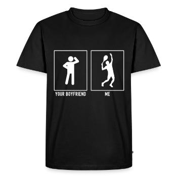 Votre ami - Moi - Tennis Serve - T-shirt Premium bio Homme - noir - Devant - Nico (187cm)