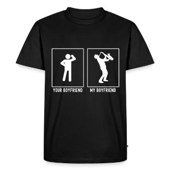 Votre ami - Mon ami - Saxophone musical - T-shirt Premium bio Homme - noir - Devant - Nico (187cm)