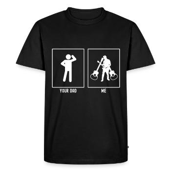 Your Father - Me - Man and Crossed Guitars - Men's Premium Organic T-Shirt - black - Front - Nico (187cm)