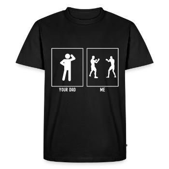 Ton père - Moi - Combat de boxe - T-shirt Premium bio Homme - noir - Devant - Nico (187cm)