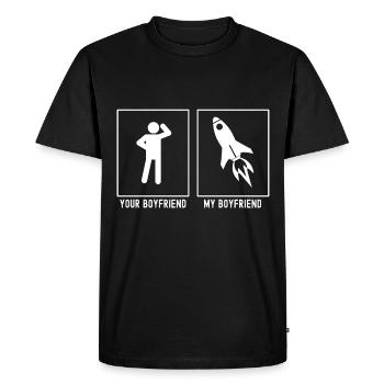 Votre ami - Mon ami - Astronomy Rocket - T-shirt Premium bio Homme - noir - Devant - Nico (187cm)