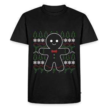 Bonhomme en pain d'épice Noël - T-shirt Premium bio Homme - noir - Devant - Nico (187cm)