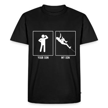 Votre fils - Mon fils - Vecteur diagonal grimpant - T-shirt Premium bio Homme - noir - Devant - Nico (187cm)