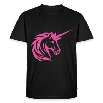 Licorne rose « Pink Unicorn Design » - T-shirt Premium bio Homme - noir - Devant - Nico (187cm)