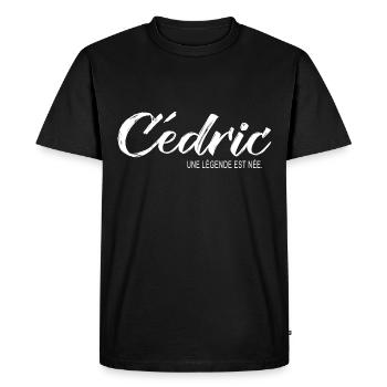 Cédric une légende Cadeau T shirt cédric - T-shirt Premium bio Homme - noir - Devant - Nico (187cm)