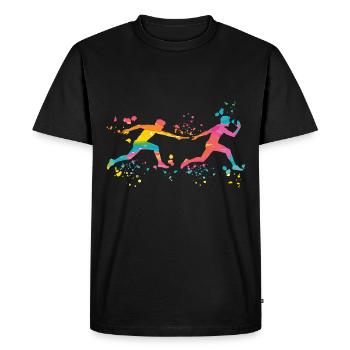 Coureur de relais, Course de relais, Course de relais, Course de relais - T-shirt Premium bio Homme - noir - Devant - Nico (187cm)