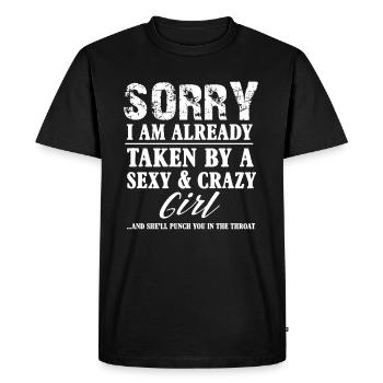 Crazy girlfriend friend gift t-shirt bday - Men's Premium Organic T-Shirt - black - Front - Nico (187cm)