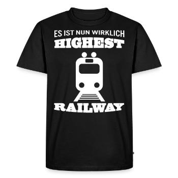 Le plus haut chemin de fer Highest Railway Denglisch - T-shirt Premium bio Homme - noir - Devant - Nico (187cm)