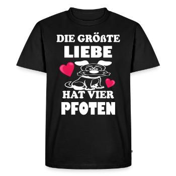 Le plus grand amour a quatre pattes - T-shirt Premium bio Homme - noir - Devant - Nico (187cm)