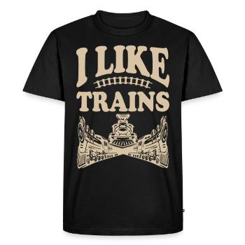 J’aime les trains - T-shirt Premium bio Homme - noir - Devant - Nico (187cm)