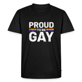 Proud to be Gay LGBT Lesbian Love Spruch T-Shirt - Men's Premium Organic T-Shirt - black - Front - Nico (187cm)