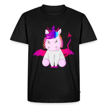 Licorne diable corne cadeau idée vecteur mal - T-shirt Premium bio Homme - noir - Devant - Nico (187cm)
