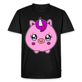 Small round unicorn pig children's gift - Men's Premium Organic T-Shirt - black - Front - Nico (187cm)