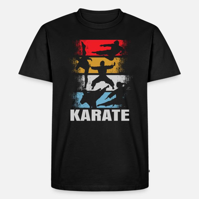 Karate Retro - Männer Premium Bio T-Shirt - Schwarz