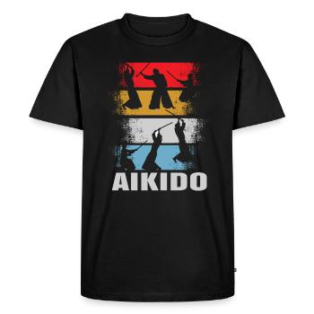 Aikido retro - Men's Premium Organic T-Shirt - black - Front - Nico (187cm)