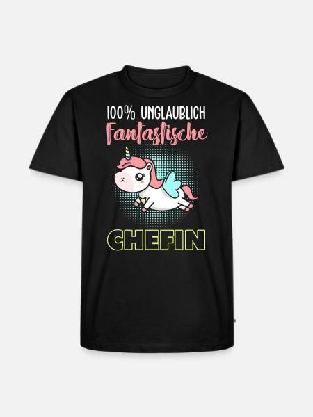 Einhorn Chefin - Männer Premium Bio T-Shirt - Schwarz