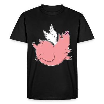 The pig piggy with wings gift idea - Men's Premium Organic T-Shirt - black - Front - Nico (187cm)