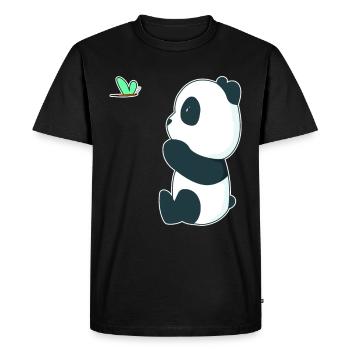 Doux bébé panda avec un papillon - T-shirt Premium bio Homme - noir - Devant - Nico (187cm)