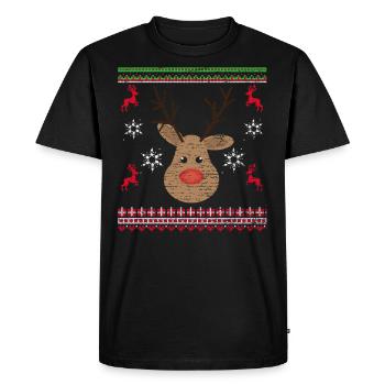 Noël renne Noël moche - T-shirt Premium bio Homme - noir - Devant - Nico (187cm)
