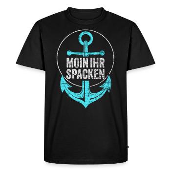 Moin Ihr Spacken - Männer Premium Bio T-Shirt - Schwarz - Vorne - Nico (187cm)