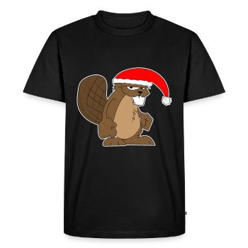 Idée cadeau de Noël castor cadeau de Noël - T-shirt Premium bio Homme - noir - Devant - Nico (187cm)