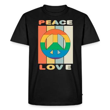 Hippie Peace Love and Rocknroll - T-shirt Premium bio Homme - noir - Devant - Nico (187cm)