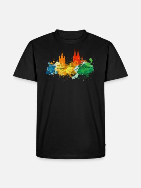 Köln Skyline Bunt - Männer Premium Bio T-Shirt - Schwarz