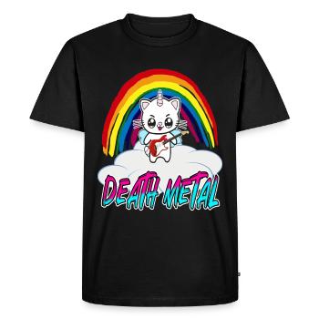 Death metal unicorn cat with guitar - Men's Premium Organic T-Shirt - black - Front - Nico (187cm)