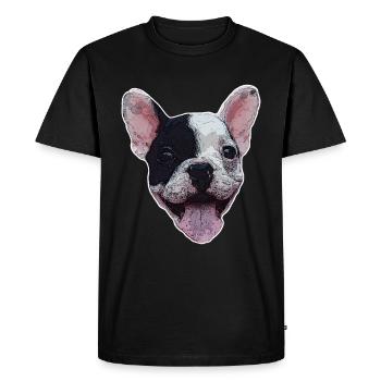 Tête de chien chiot bouledogue cadeau amoureux des chiens - T-shirt Premium bio Homme - noir - Devant - Nico (187cm)