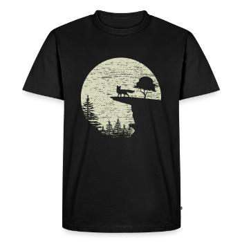 Fox forest wild moon - Men's Premium Organic T-Shirt - black - Front - Nico (187cm)