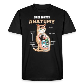 Chat anatomie minou chaton animal domestique chat - T-shirt Premium bio Homme - noir - Devant - Nico (187cm)