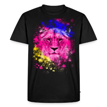 Lion art cadeau tête de lion coloré - T-shirt Premium bio Homme - noir - Devant - Nico (187cm)