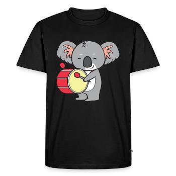 Koala - with drum - Men's Premium Organic T-Shirt - black - Front - Nico (187cm)