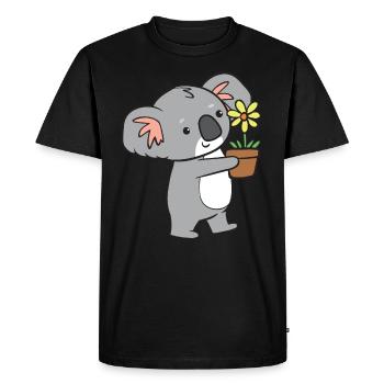 Koala - avec fleur - T-shirt Premium bio Homme - noir - Devant - Nico (187cm)