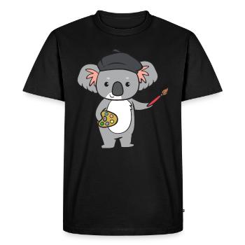 Koala - avec pinceau et peinture - T-shirt Premium bio Homme - noir - Devant - Nico (187cm)