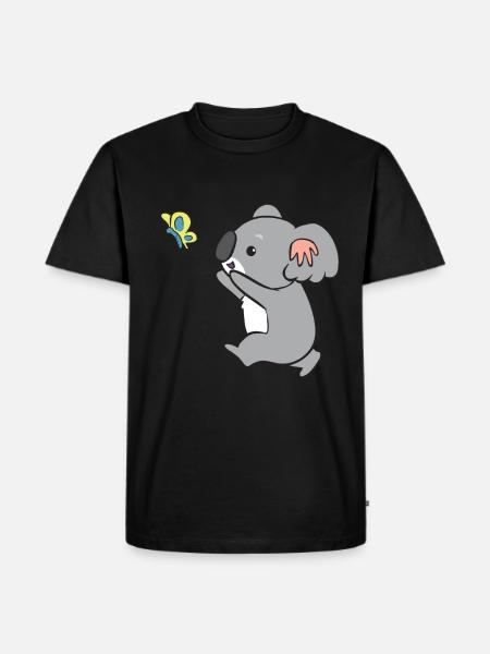 Koala - catches butterfly - Men's Premium Organic T-Shirt - black