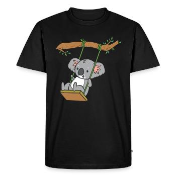 Koala - auf Schaukel - Männer Premium Bio T-Shirt - Schwarz - Vorne - Nico (187cm)